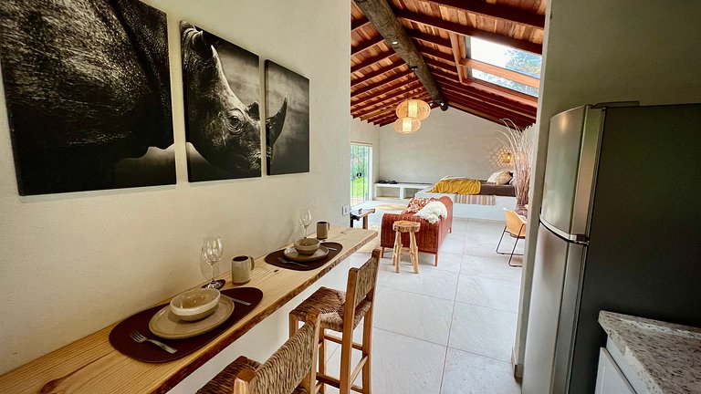 Cabana Rinoceronte - banheira vista Pedra do Baú