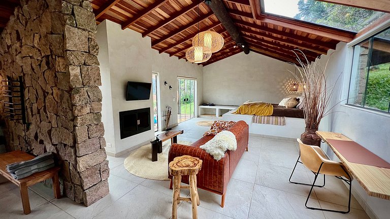 Cabana Rinoceronte - banheira vista Pedra do Baú