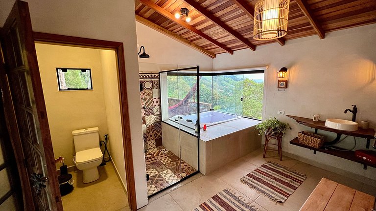 Cabana Rinoceronte - banheira vista Pedra do Baú