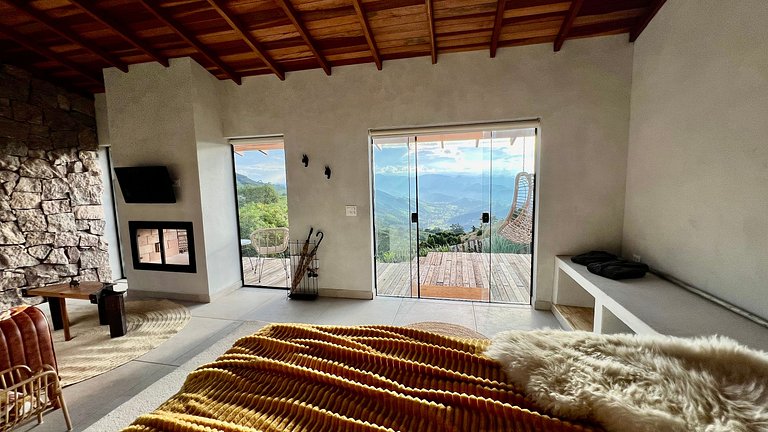 Cabana Rinoceronte - banheira vista Pedra do Baú