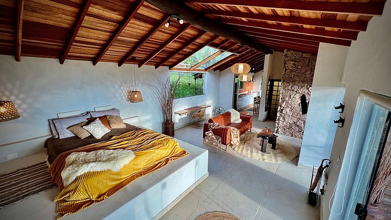 Cabana Rinoceronte - banheira vista Pedra do Baú