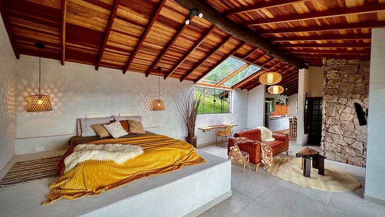 Cabana Rinoceronte - banheira vista Pedra do Baú